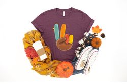Peace Sign Turkey Shirt.Thanksgiving Family Matching Shirt,Thanksgiving Shirt,Thankful Grateful Blessed Shirt,Thanksgivi