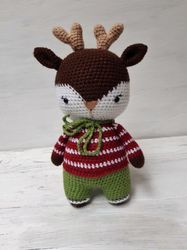 Hand Crochet Reindeer Christmas Gift Stuffed Toys Plush Toys Animals Knit Amigurumi
