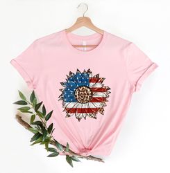America Sunflower Shirt, Sunflower Flag Gift Shirt,Leopard Sunflower 4Th Of July Shirt, 4Th Of July Flag Gift Shirt, Ind