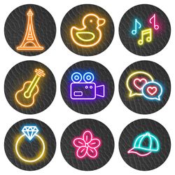 36 Lifestyle Instagram Highlight Icons. Black Neon Instagram Highlights Images. Instagram Highlights  neon.