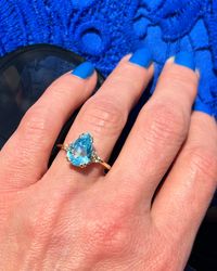 Aquamarine Ring - March Birthstone - Statement Ring - Gold Ring - Engagement Ring - Teardrop Ring - Cocktail Ring