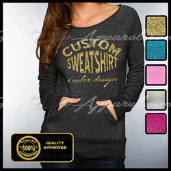 CUSTOM OFF SHOULDER Sweatshirt, Custom Tees, Customized Sweaters, Personalized Shirts, Customized Eco Sweatshirts, Custo