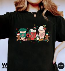 Christmas Coffee Shirt, Peppermint Iced Latte Snowmen Sweets Snow Warm Cozy Winter Women Shirt, Christmas Latte Shirt