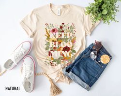 Keep Blooming Tee, Floral T-shirt, Bohemian Style Shirt, Butterfly Shirt, Trending Right Now, Women's Graphic T-shirt, L