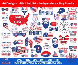44 designs 4th of July SVG Bundle, patriotic svg, america svg, Fourth July SVG,USA svg, independence day svg png eps dxf