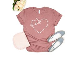 Cat Lover Shirt, Cat Tshirt, Cat Mom Shirt, Gift For Cat Lovers, Lazy Cat, Cute Kitten Shirt, Cat Heart, Cat Love, Anima