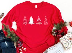 Christmas trees long sleeve shirt, women's Christmas shirt, Christmas holiday shirt, Xmas farmhouse Christmas tee