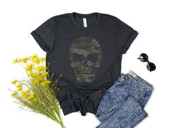 Cool Skull Shirt, Unisex Cool Skull t-shirt, Camouflage Skull, Dots Skull Tee, Skull Tshirt, Camo Shirt for Dad, Best Gi