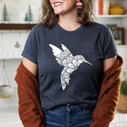 Hummingbird Shirt, Floral Hummingbird Shirt, Bird Lover, Nature Lover, Hummingbird Books Shirt
