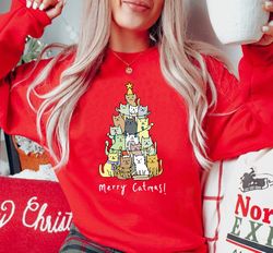 Merry Catmas Sweatshirt, Funny Christmas Sweat, Holiday Crewneck, Meowy Christmas, Cute Cat Sweater