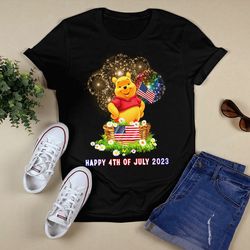 Happy 4th Of July 2023 Independence Day Pooh Bear T - shirt, Shirt For Men Women, Graphic Design, Unisex Shirt