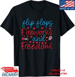 Flip Flops Fireworks And Freedom Patriotic Independent T - shirt, Shirt For Men Women, Graphic Design