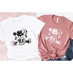 Vintage Mickey and Minnie Shirt, Mickey Sketch, Minnie Sketch, Vintage Mickey Minnie, Disney Family Vacation, Disney Kid