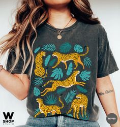 Tiger Graphic Tee, Comfort Colors Shirt, Trendy Boho Shirt, Women Botanical Shirt, Wild Animal T shirt, Safari Jungle Te