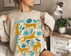 Tiger Sweatshirt, Women Botanical Shirt, Trendy Boho, Wild Animal Sweatshirt, Womens Safari, Jungle Tee