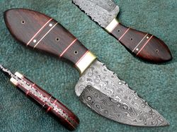 Damascus Skinner Knife , 8" Superior Hand Made Damascus Steel Hunting Skinner Knife