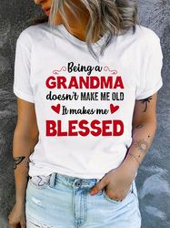 Women's Clothing Celebrate Mother's Day with a Blessed Grandma Print T-Shirt