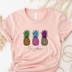 Customizable Pineapple Shirt, Fruit Tee, Lovely Shirt, Colorful Pineapple, Shirt for Women, Pineapple Lover Gift, Summer