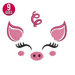 Pig Face embroidery design, Machine embroidery pattern, Instant Download