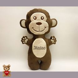 Personalized Small monkey stuffie soft toy ,Super cute personalised soft plush toy, Personalised Gift