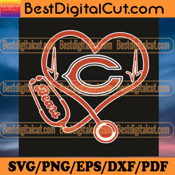 Chicago Bears Heart Stethoscope Svg, Sport Svg, Ch
