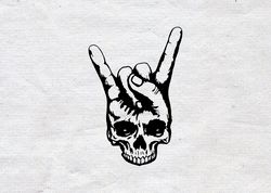Skull Horn Hands Rock N Roll Heavy Metal Wall Sticker Vinyl Decal Mural Art Decor