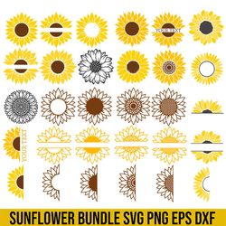 Sunflower Svg,Half Sunflower Svg,sunflower svg bundle,Sunflower Svgs
