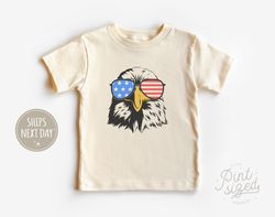 Patriotic Eagle Toddler Shirt - Boys America Natural Tee - 4th of July Kids Shirt