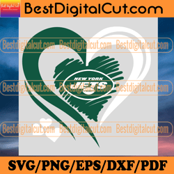 New York Jets Heart Logo Svg, Sport Svg, Football