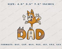 Bluey Dog Dad Embroidery Design, Father Day Embroidery Design, Funny Dad Embroidery File, Dad Embroidered Sweatshirt
