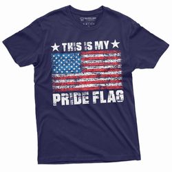 Men's This is my pride flag T-shirt Patriotic USA American Flag 4th of July Independence day Father's day Gift Tee Shirt