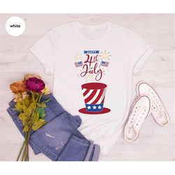 happy fourth of july shirt, american flag gift, america hat graphic tees, independence day t-shirt, patriotic clothing,
