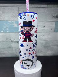 America Horror Characters  Horror July 4th Tumbler-christmas tumbler, America Horror Characters  Horror July 4th Tumbler