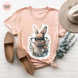 cute rabbit shirt, easter onesie, gift for kids, baby bunny t-shirt, floral vneck t shirt, baby girl bodysuit, toddler g