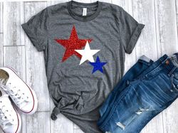 4th of July womens shirt, Star glitter shirt Glitter, 4th of July shirt, fourth shirt, patriotic shirt, 4th of July tee,