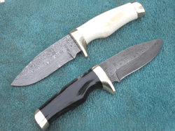 Damascus Hunting Knife , Lot Of 2 Custom Hand Made Damascus Survival Knife