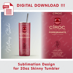 Inspired Ciroc Pomegranate Template - Seamless Sublimation Pattern - 20oz SKINNY TUMBLER - Full Tumbler Wrap