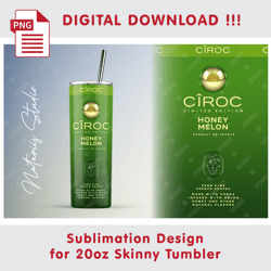 Inspired Ciroc Honey Melon Template - Seamless Sublimation Pattern - 20oz SKINNY TUMBLER - Full Tumbler Wrap