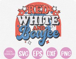Retro Groovy Cute Red White And Boujee 4th Of July Patriotic Svg, Eps, Png, Dxf, Digital Download
