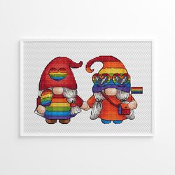 Rainbow Dwarf Girls Cross Stitch, Gnome LGBT Pattern PDF Cross Stitch, Pride Flag Cross Stitch, Hand Embroidery