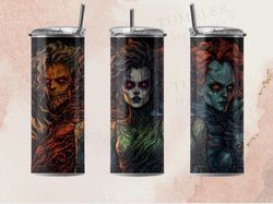Skinny horror tumbler, Sublimation Designs 20oz Skinny Tumbler, Horror collage poster straight and tapered Skinny Tumble