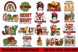 20 Teacher Christmas Bundle SVG PNG
