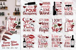 Funny Wine Quotes Sticker Bundle Svg