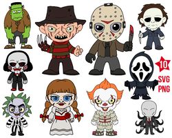 Halloween Character svg, Horror movie svg, Cute Chibi Horror svg png