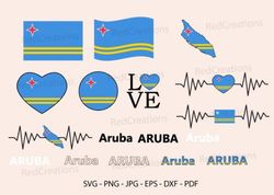Aruba Flag Bundle Svg, Love, Map, Heart Aruba Flag Bundle Svg, Love, Map, Heart