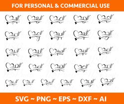 Split Monogram Alphabet SVG, DXF, PNG, Split Monogram Frame Alphabet, Fancy letter monogram, Silhouette, 26 Individual S