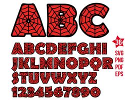 spiderman font svg, Spider alphabet svg, spiderman letters svg