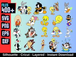 Looney Tunes SVG, Looney Tunes Clipart, layered digital vector file, Looney Tunes for cricut and,Cartoon Bundle 100 /