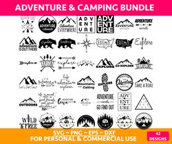 Adventure Bundle SVG, Mountain svg bundle hand drawn, Outdoors adventure svg, mountain silhouette svg png, wanderlust SV