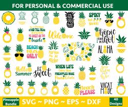 Pineapple SVG, Pineapple Bundle svg files, Pineapple Monogram frame, Pineapple Clip art, Tropical fruit Cricut Design